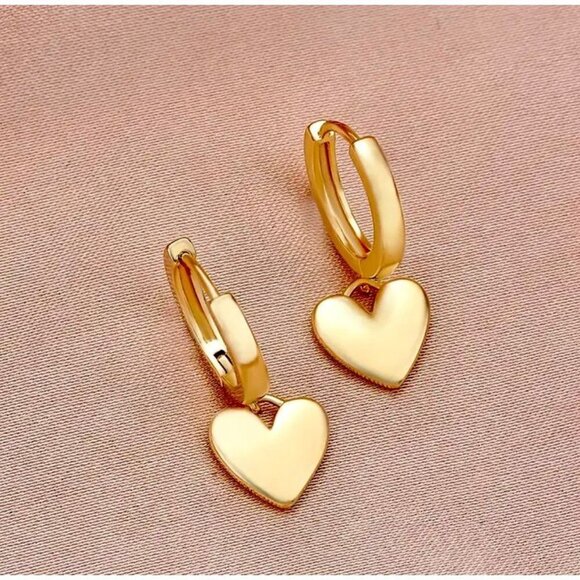 Independent Jewelry - Gold Heart Hoop Earrings